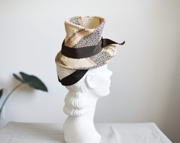1940s Plaid Tilt Top Hat