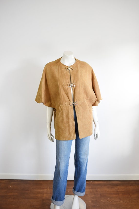 1970s Leather Cape - S/M - image 1