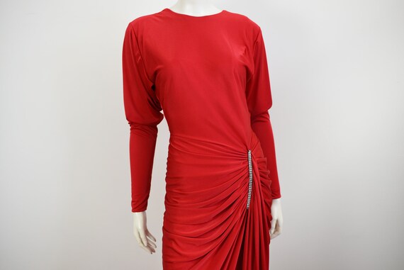 1980s Laura Winston Red Party Dress - S/M - image 3