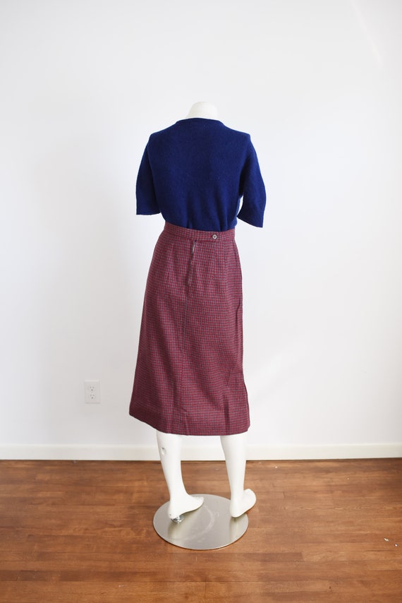 1950s Handmade Plaid Grey and Red Skirt - S - image 2