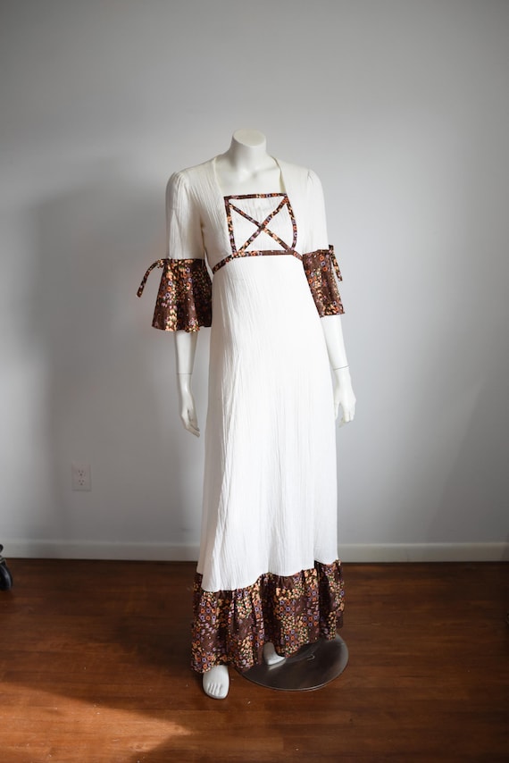 Deadstock 1970s Prairie Gauze Dress - S