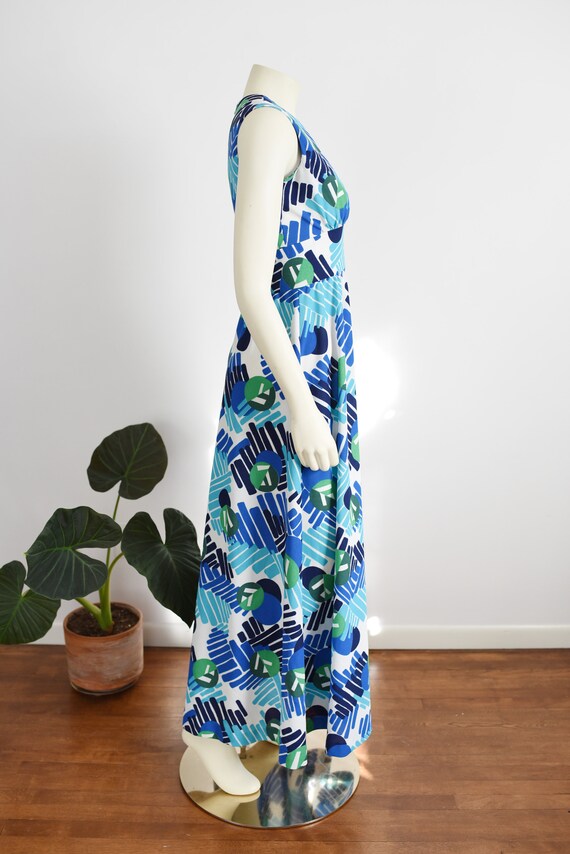 1970s Patterned Maxi Dress - S - image 6
