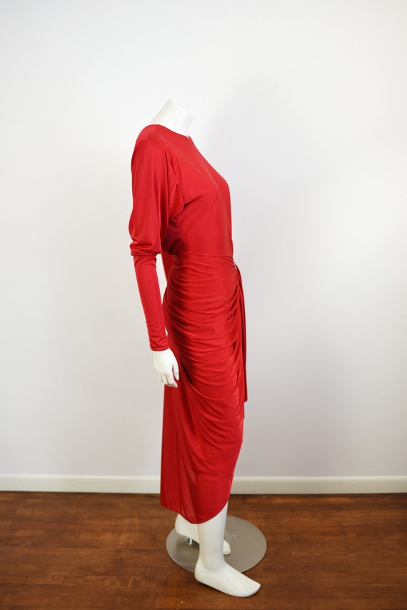 1980s Laura Winston Red Party Dress - S/M - image 4