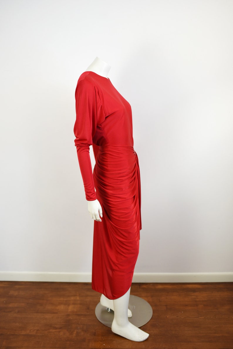 1980s Laura Winston Red Party Dress S/M image 4