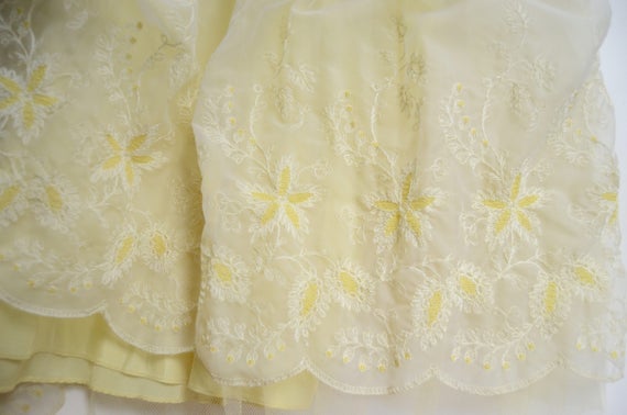 1950s White and Yellow Embroidered Dress - S - image 8