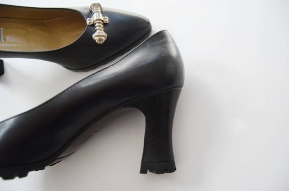 1980s/1990s Black GIANNI VERSACE Leather Heels - image 5