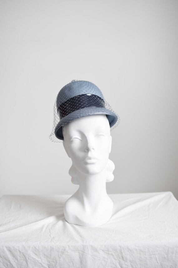 1960s Blue Straw Bubble Hat - image 6
