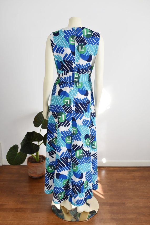 1970s Patterned Maxi Dress - S - image 7
