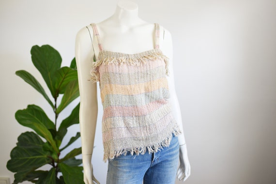 1980s Woven Fringe Tank Top - S