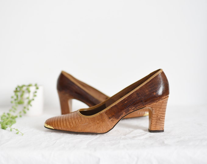 Faux Reptile Block 60s Heel - 8.5