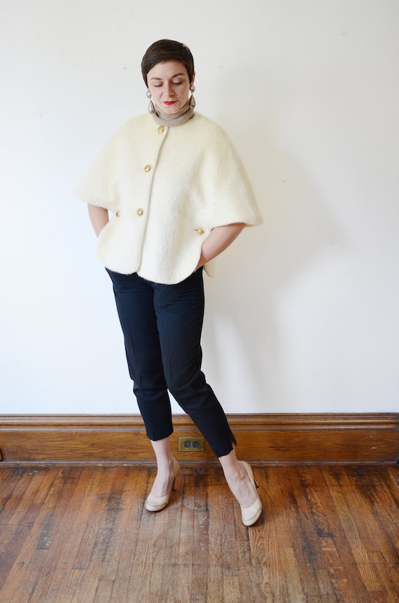 1960s Cream Mohair Cape