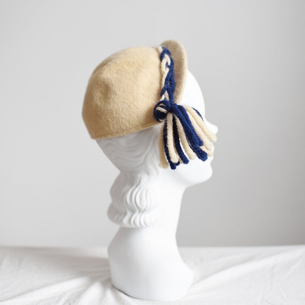 1950s Cream Wool Cap