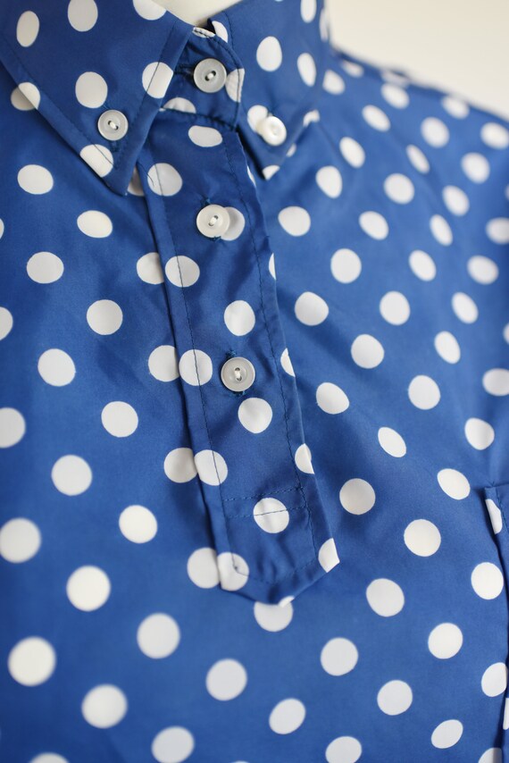 1970s Nylon Polka Dot Ski Blouse - S - image 4