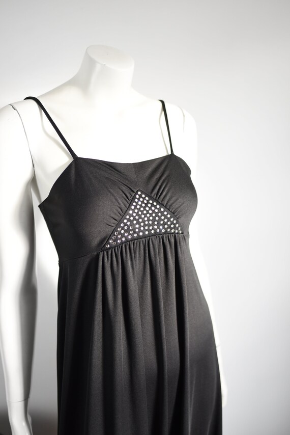1970s Black Disco Maxi Dress - XS - image 5