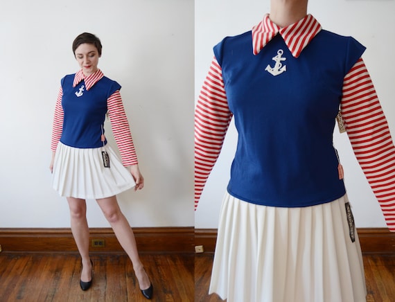 Deadstock Early 70s Sailor Mini Dress - S