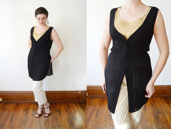 90s Sheer Pleated Vivienne Tam Blouse - M