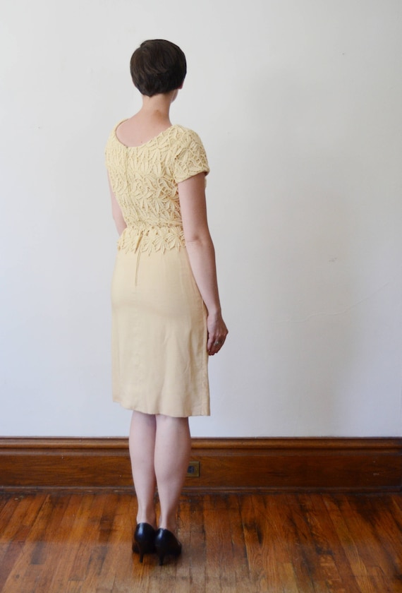 chinese dress ladies Vintage 1930's Thrashed Lace Yellow Dress – Afterlife Boutique main image 0