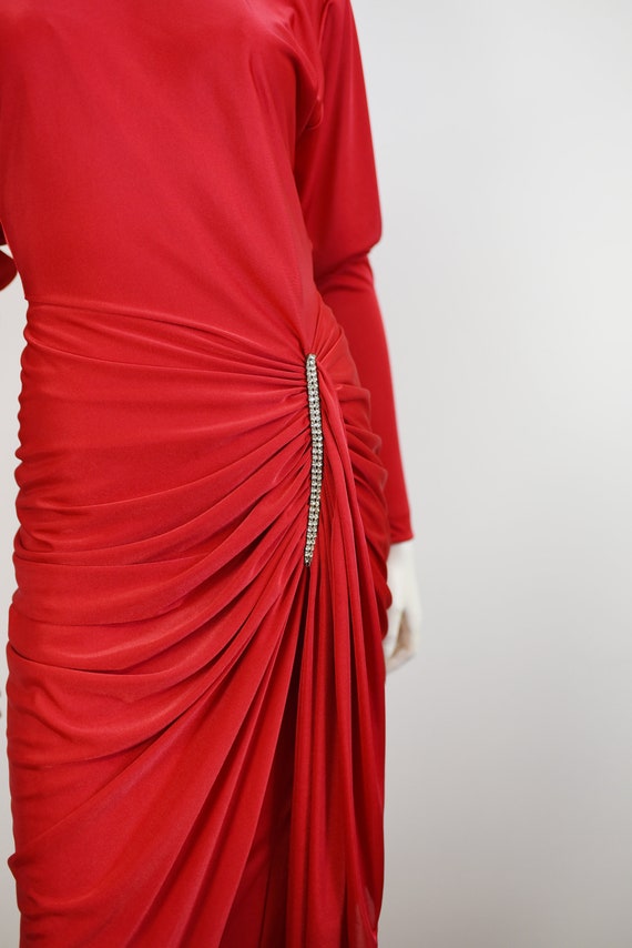 1980s Laura Winston Red Party Dress - S/M - image 2