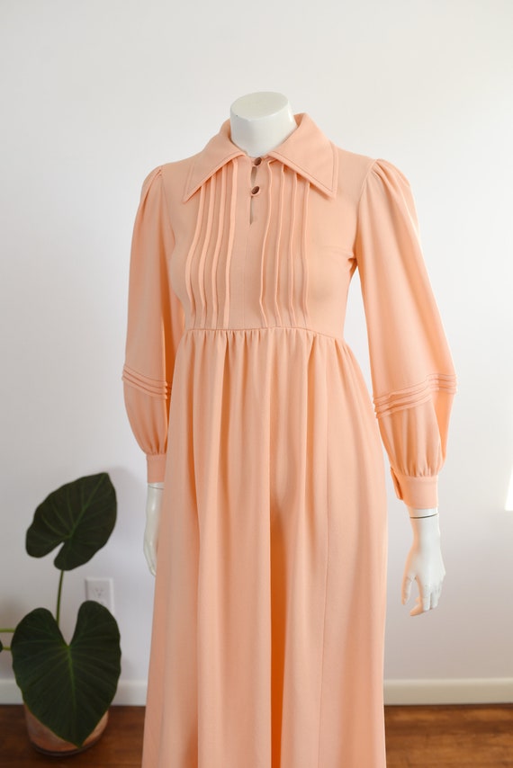 1970s Handmade Peach Maxi Dress - XXS - image 9