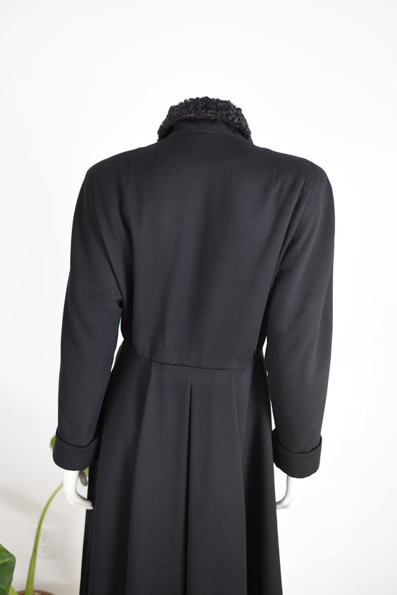 1940s Black Wool and Lamb Princess Coat - M/L - image 6