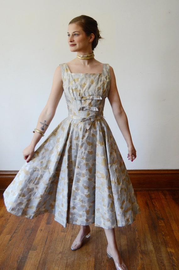 1950s Metallic Mr Mort Party Dress - XS - image 2