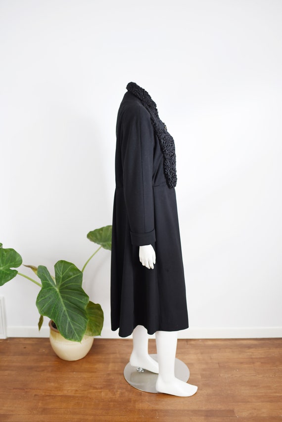 1940s Black Wool and Lamb Princess Coat - M/L - image 5