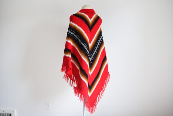1970s Knit Red Poncho - S/M/L - image 2