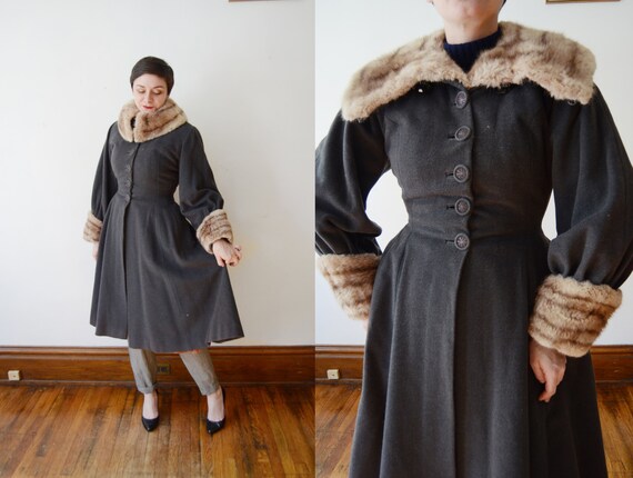 1940s Grey Princess Coat - S