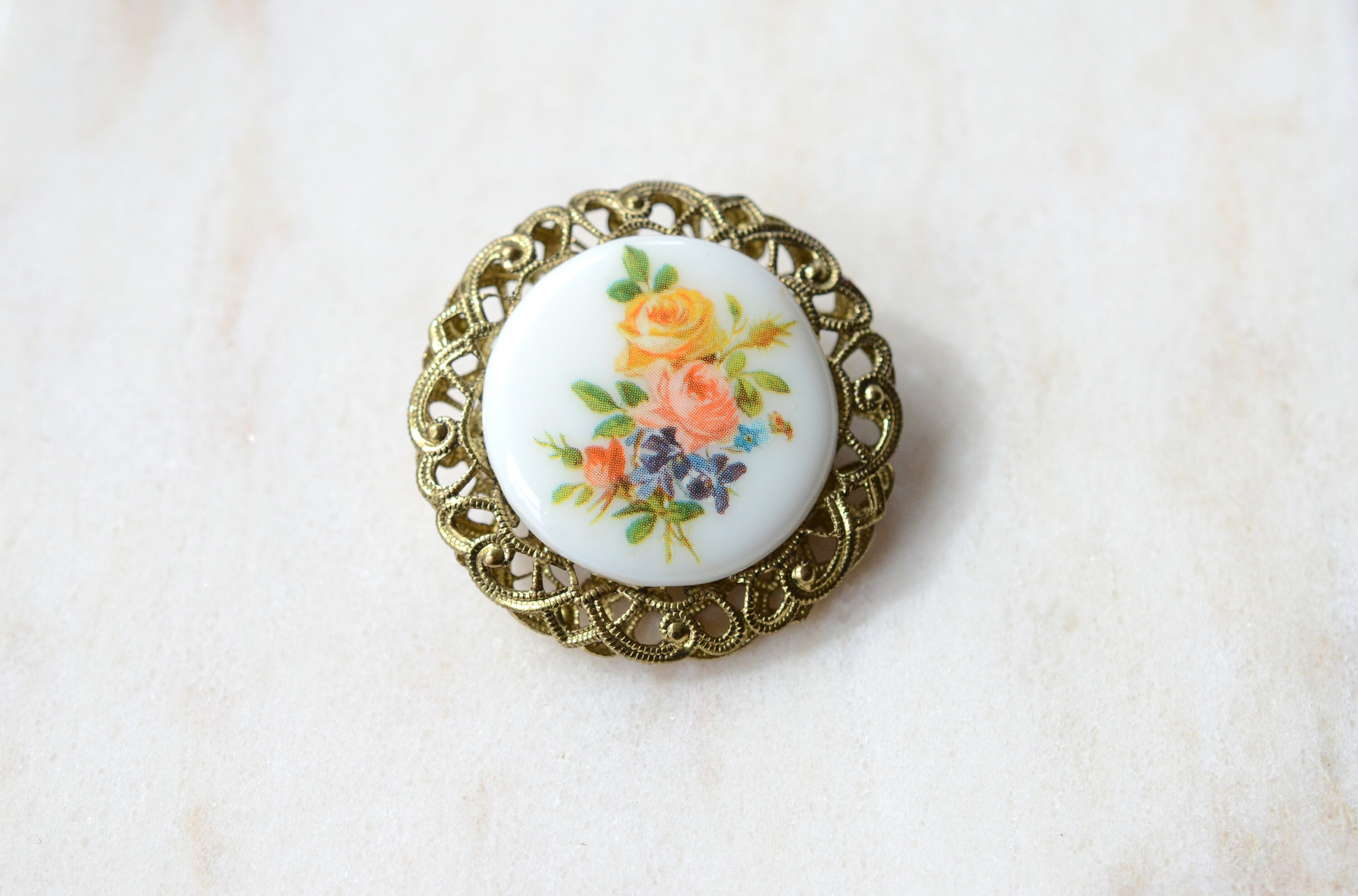 70s/80s Floral Circle Brooch