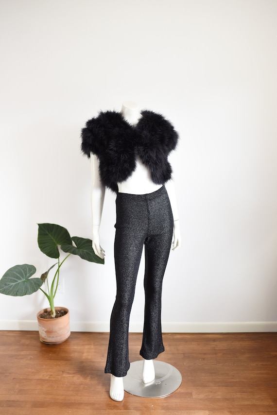90s Black Metallic Stretch Flares - S/M