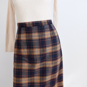 1950s Navy Plaid Pencil Skirt XS image 3