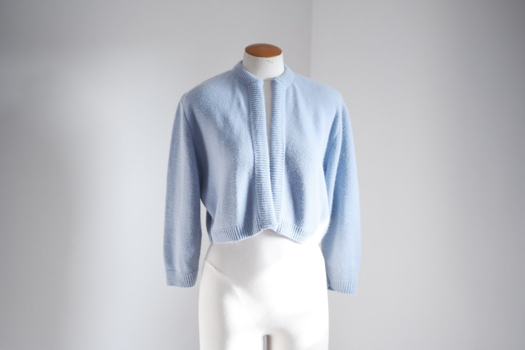 60s Acrylic Powder Blue Cardigan M/L Etsy