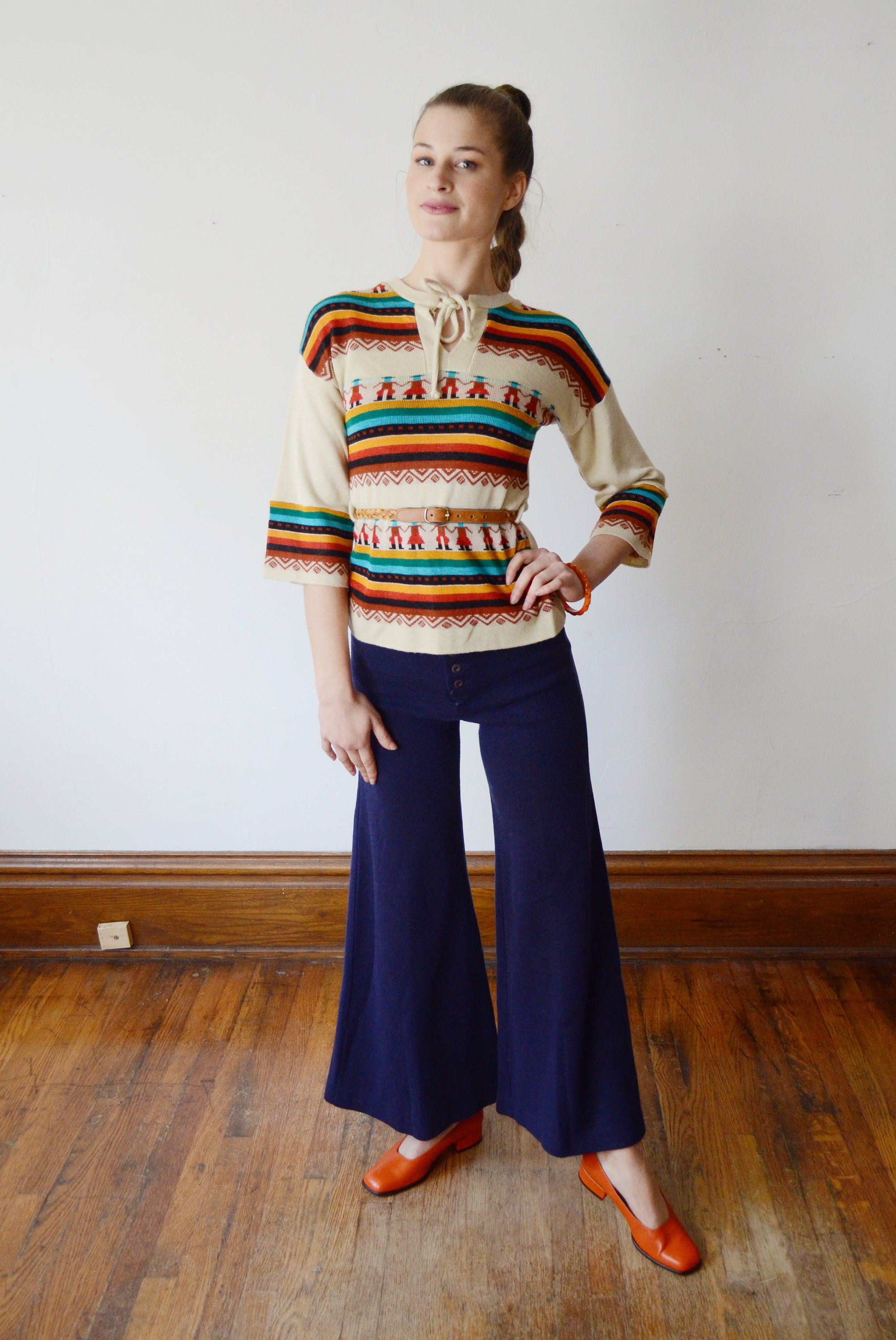 1970s Knit Bell Bottoms XS