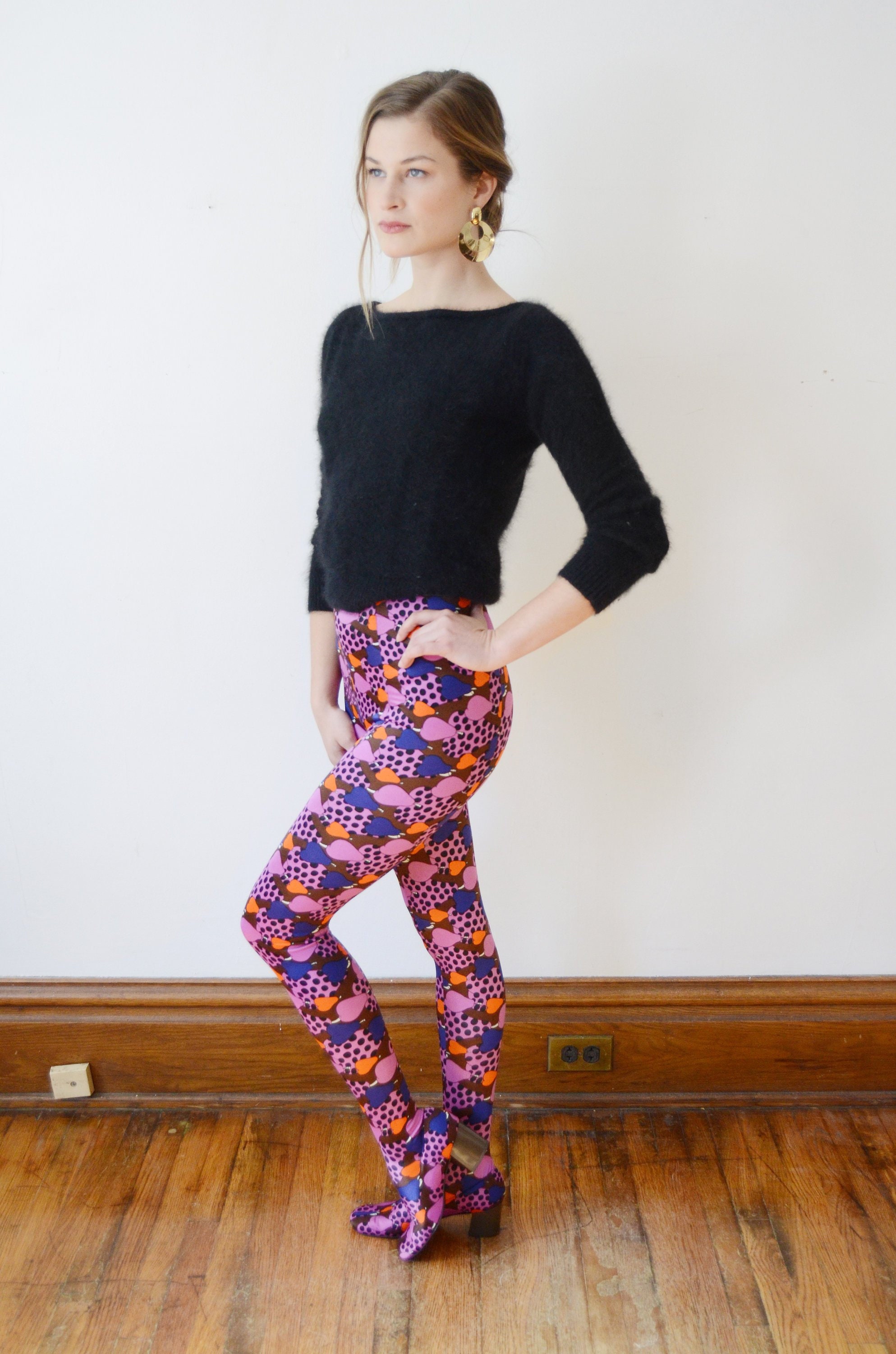 PAN-T-BOOTS 1960s Pear Fruit Print Boot Pants - XS US6-7M PAN-T-BOOTS 1960s Pear Fruit Print Boot Pants - XS US6-7M