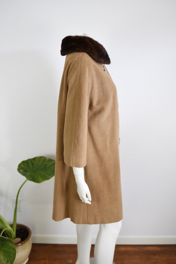 1950s Jacobsons Brown Wool Coat with Mink Collar … - image 6