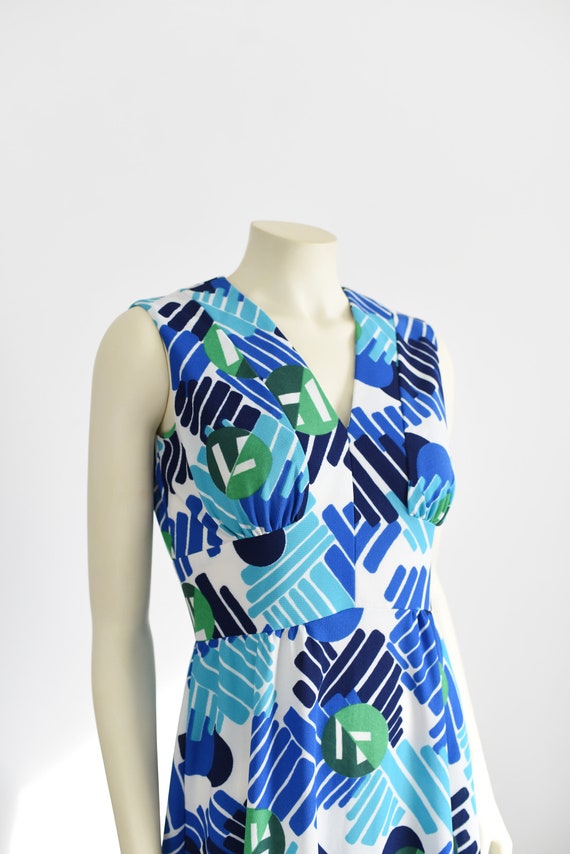 1970s Patterned Maxi Dress - S - image 2