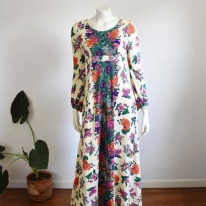 Nylon 1970s Floral Maxi Dress - S