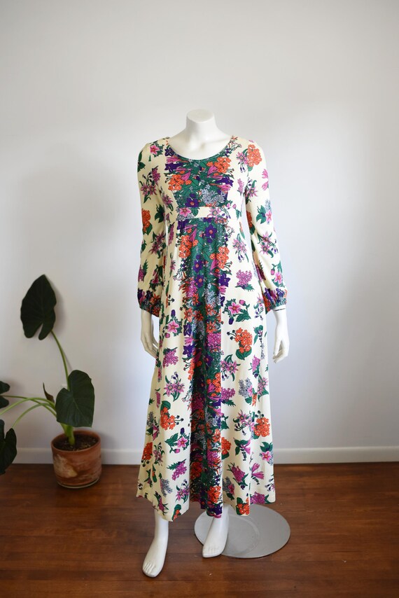 Nylon 1970s Floral Maxi Dress - S