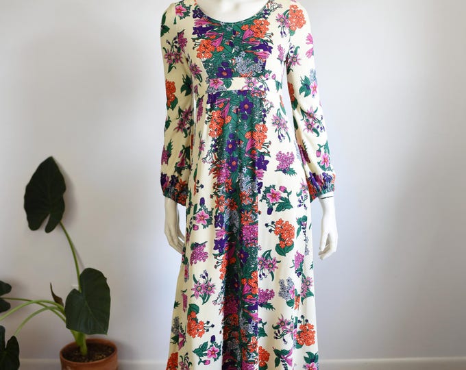 Nylon 1970s Floral Maxi Dress - S
