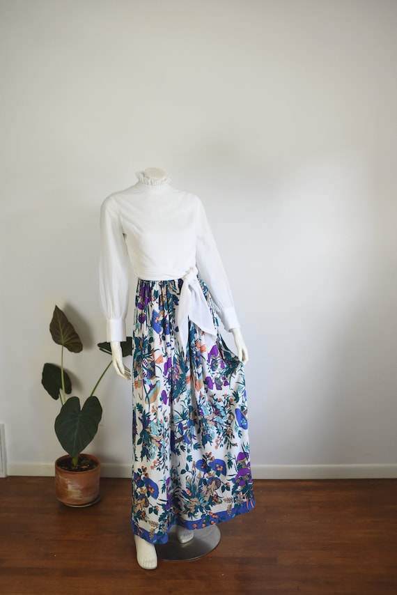 1970s Mushroom Maxi Dress - S