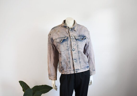 1980s Pink Acid Wash Denim Coat M L Etsy