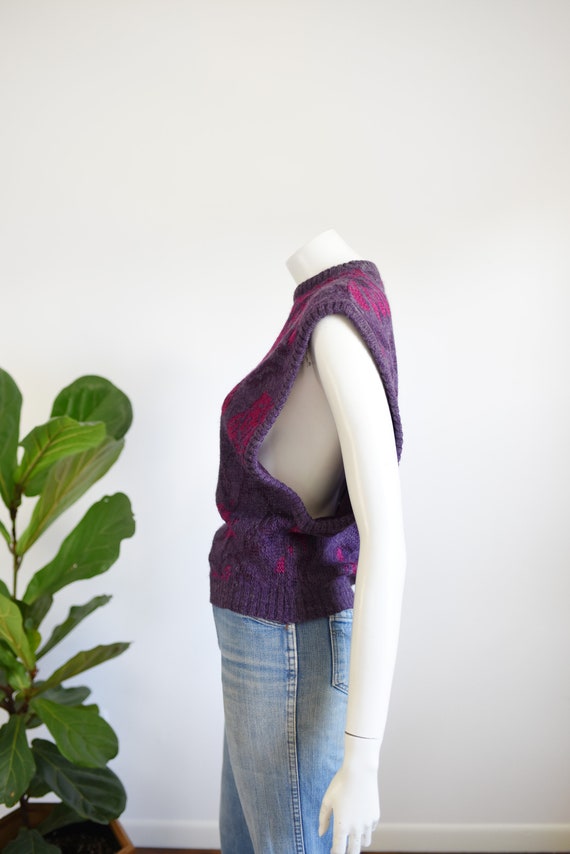 1980s Mohair Floral Sweater Vest - M - image 4