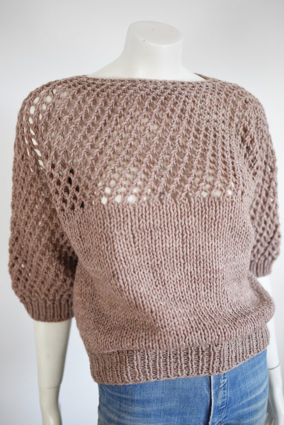 Brown Handknit Sweater - S/M - image 6