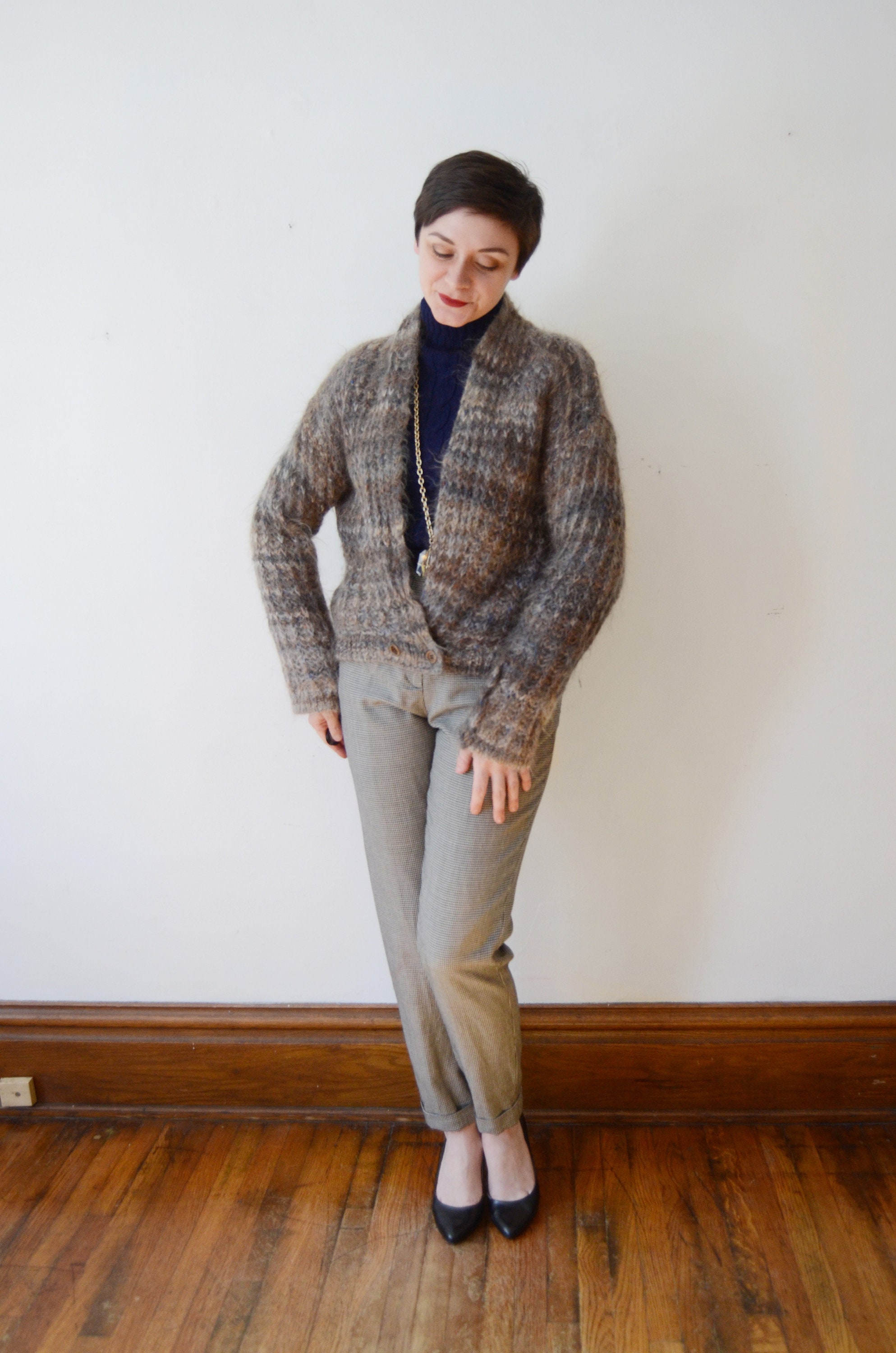 1980s Mohair  Cardigan  M L