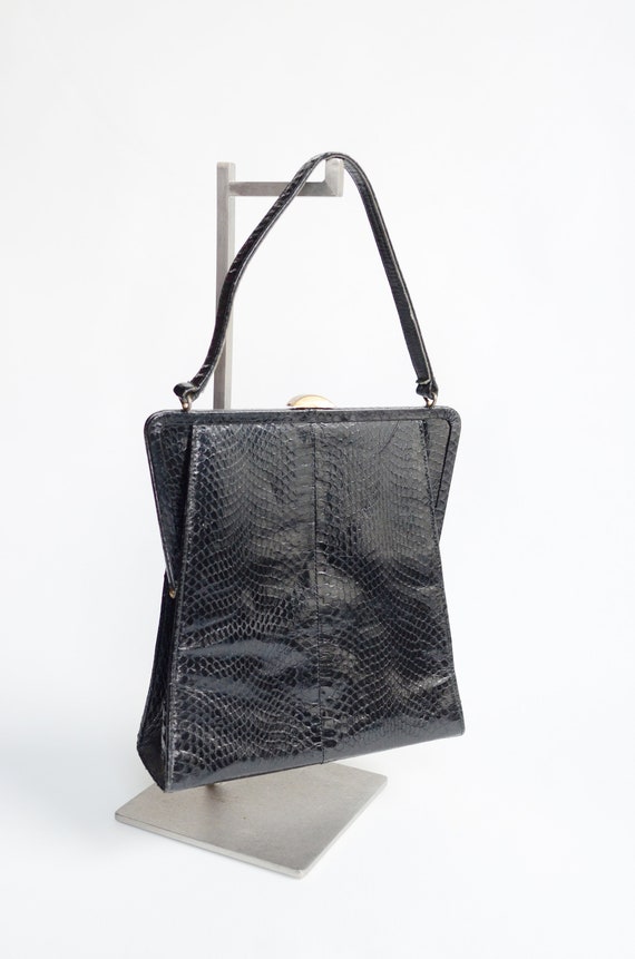 1950s Black Reptile Skin Purse - image 5