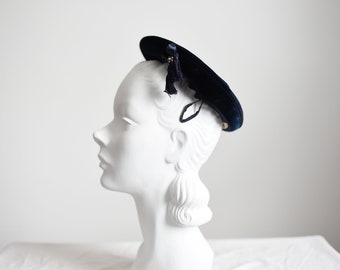 SALE 1950s Blue Velvet Hat