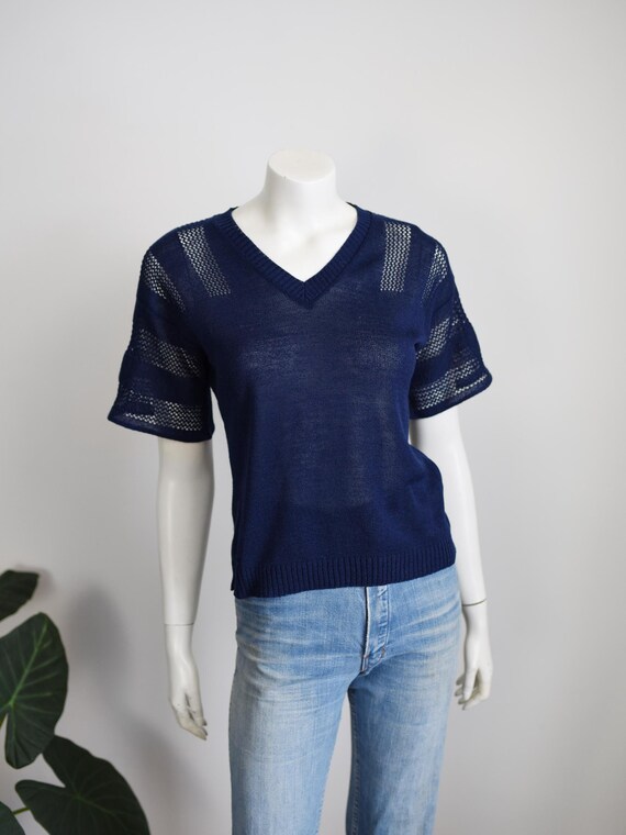1980s Navy Knit Top - S/M