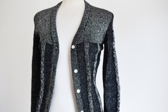 1970s Silver Lurex and Wool Cardigan - S/M - image 4