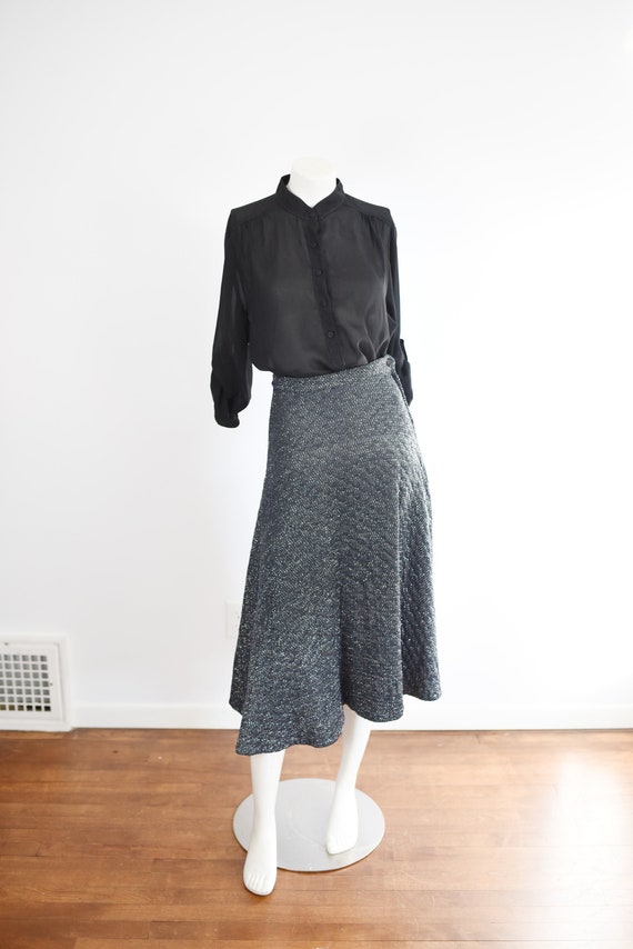 50s/60s Metallic Quilted Skirt - S