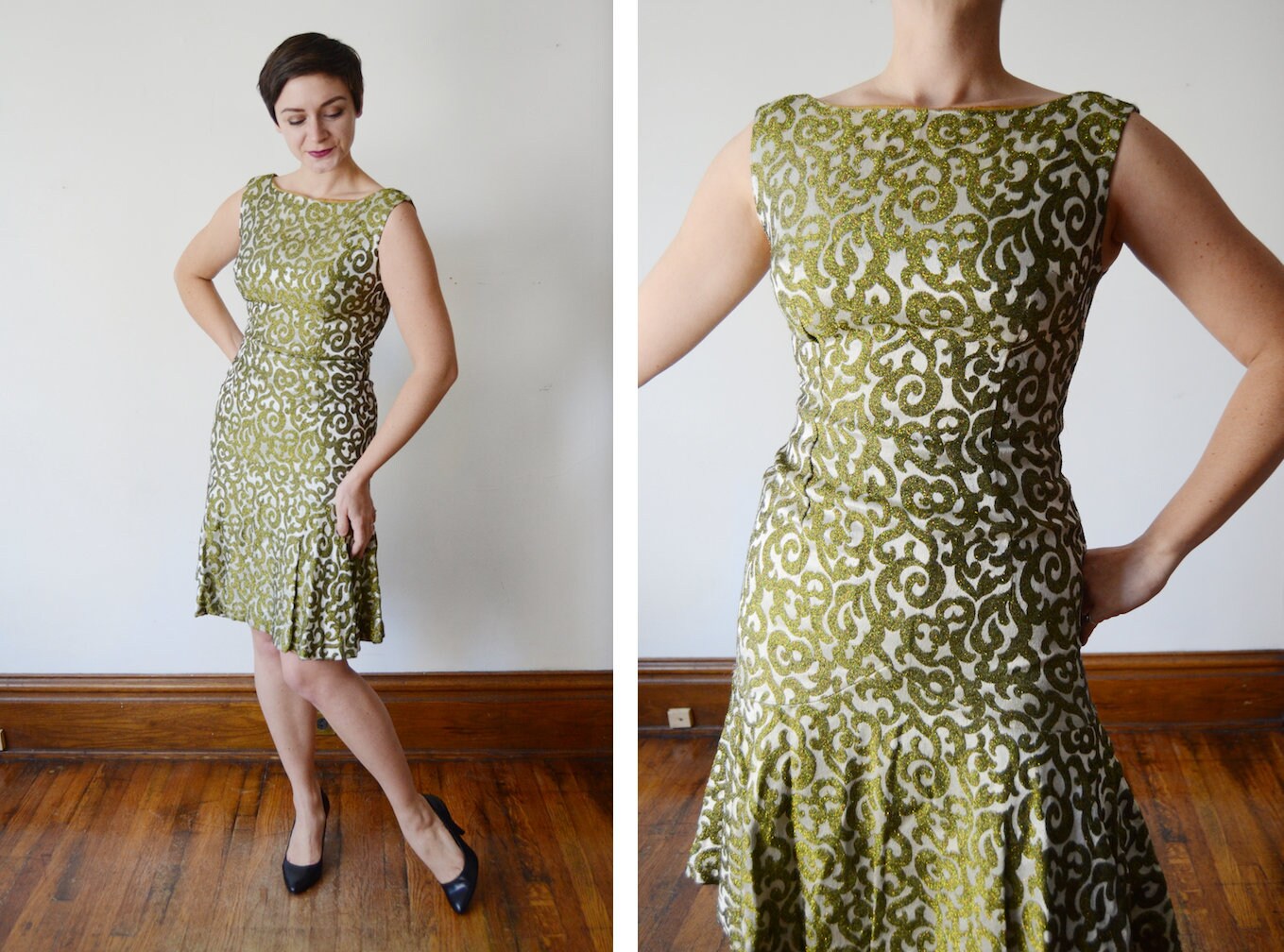 1960s Metallic Mermaid Hem Dress - S